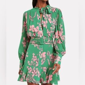 Alexis Green and Pink Floral Long Sleeve Dress